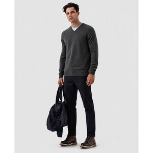Rodd & Gunn Inchbonnie Cashmere Merino Wool V Neck Sweater Gray Men M $178